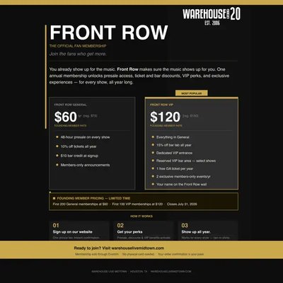 FRONT ROW MEMBERSHIP